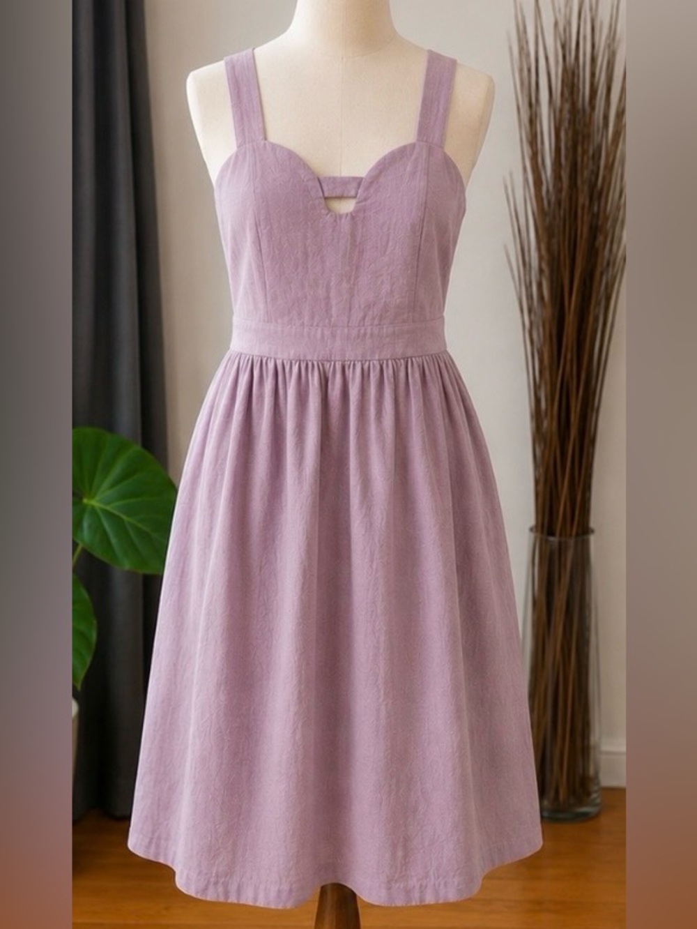Eve Gravel Lavender Cotton Sundress with Wide Straps